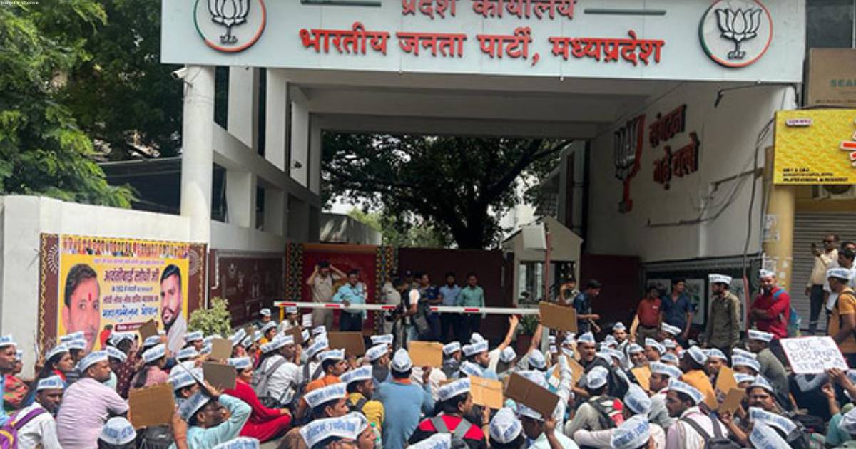 MP: OBC Candidates selected as govt teachers protest at BJP state office demanding appointment